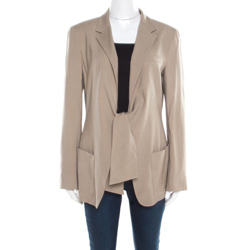 Max Mara Beige Wool and Silk Front Tie Detail Blazer L - Max Mara - Modalova