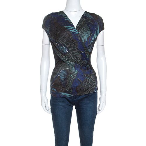 Max Mara Multicolor Printed Stretch Knit Wrap Top M - Max Mara - Modalova