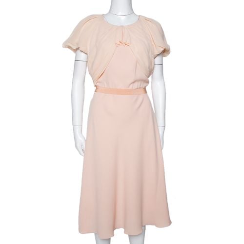 Max Mara Light Orange Crepe Gathered Bow Detail Midi Dress L - Max Mara - Modalova