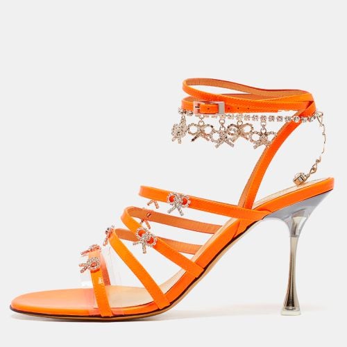 Mach & Mach Orange Patent Leather Ankle Strap Sandals Size 38.5 - Mach & Mach - Modalova