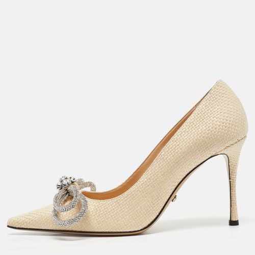 Mach & Mach Beige Raffia Crystal Double Bow Pumps Size 39 - Mach & Mach - Modalova