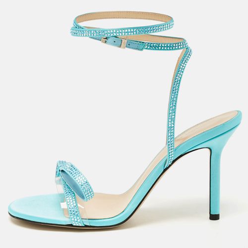 Mach & Mach Blue Satin and PVC French Bow Sandals Size 38 - Mach & Mach - Modalova