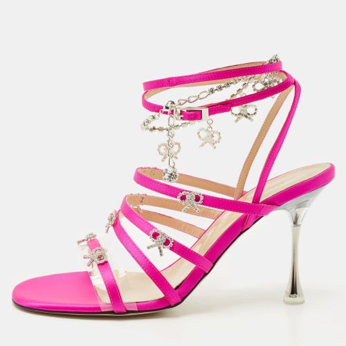 Mach & Mach Pink Satin Crystal Bow Camille Sandals Size 37.5 - Mach & Mach - Modalova
