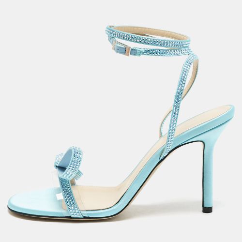 Mach & Mach Blue Satin and PVC French Bow Sandals Size 37 - Mach & Mach - Modalova