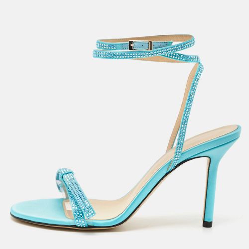 Mach & Mach Blue Satin and PVC French Bow Sandals Size 38 - Mach & Mach - Modalova