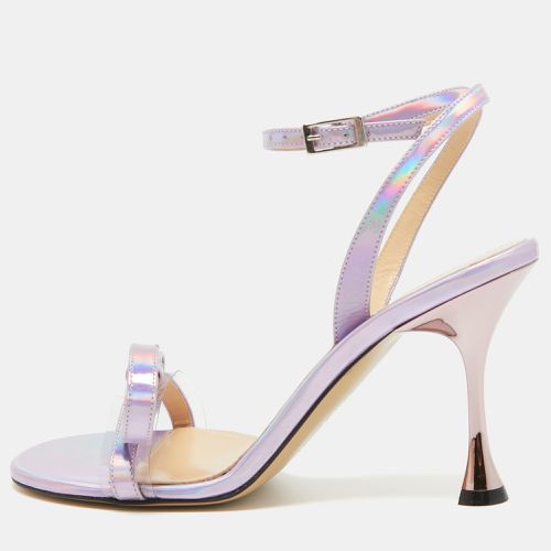 Mach & Mach Iridescent Purple Patent Leather and PVC French Bow Sandals Size 37.5 - Mach & Mach - Modalova