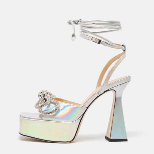 Mach & Mach Iridescent Leather Double Bow Platform Sandals Size 38.5 - Mach & Mach - Modalova