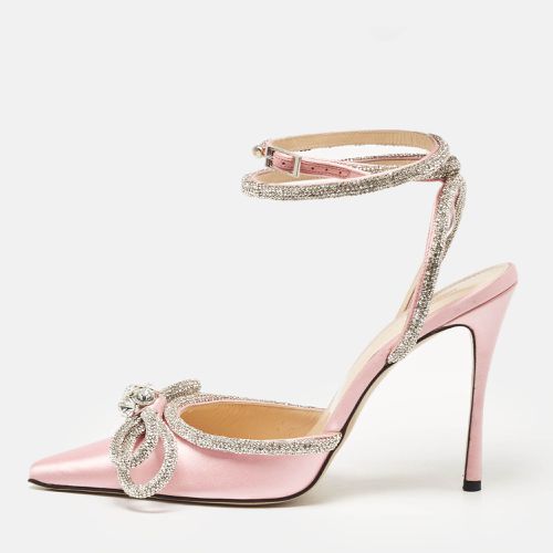 Mach & Mach Pink Satin Crystal Embellished Double Bow Pumps Size 40 - Mach & Mach - Modalova