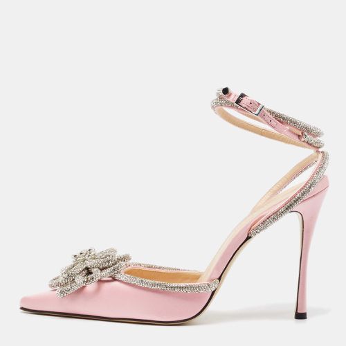 Mach & Mach Pink Satin Crystal Embellished Double Bow Pumps Size 40 - Mach & Mach - Modalova