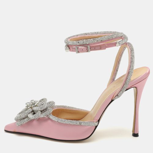 Mach & Mach Pink Satin Crystal Embellished Double Bow Pumps Size 37 - Mach & Mach - Modalova