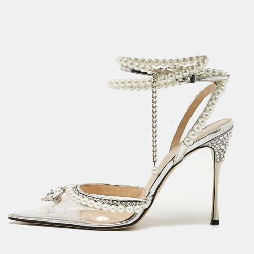 Mach & Mach Transparent PVC Faux Pearl Crystal Embellished Ankle Wrap Pumps Size 37 - Mach & Mach - Modalova