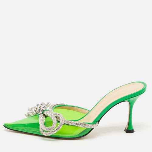 Mach & Mach Green PVC Crystal Embellished Double Bow Mules Size 37.5 - Mach & Mach - Modalova