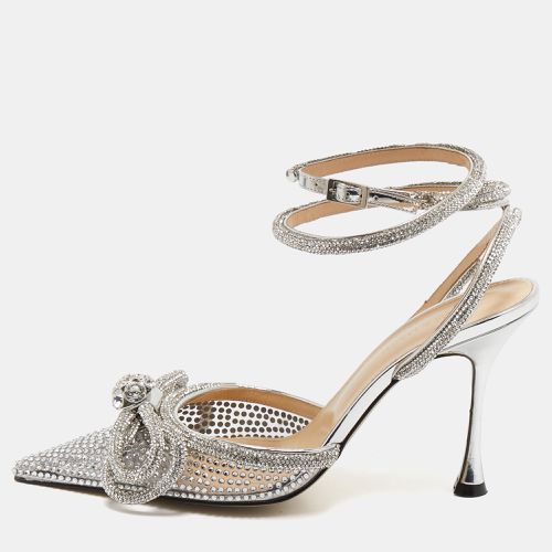 Mach & Mach Silver PVC Crystal Embellished Double Bow Pumps Size 39 - Mach & Mach - Modalova