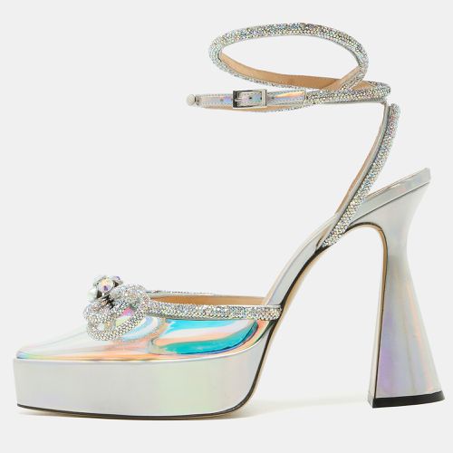 Mach & Mach Multicolor PVC Crystal Embellished Double Bow Platform Ankle Strap Pumps Size 41 - Mach & Mach - Modalova