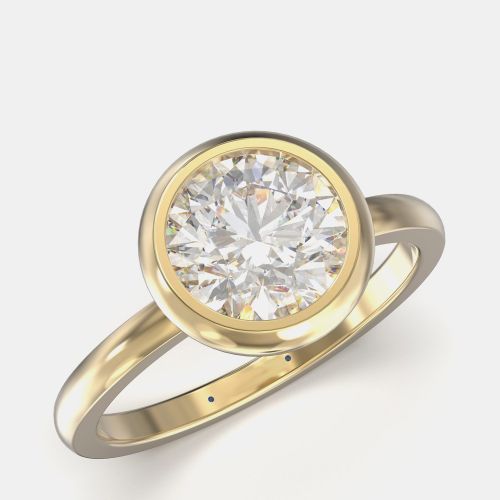 K Yellow Gold Bezel Set Round Solitaire Ring (1.50 ctw) US 7 - Made By Man - Modalova