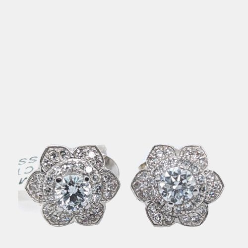 K Rose Gold/White Gold Round Cut White Flower Earring (1.0ctw) - Made By Man - Modalova