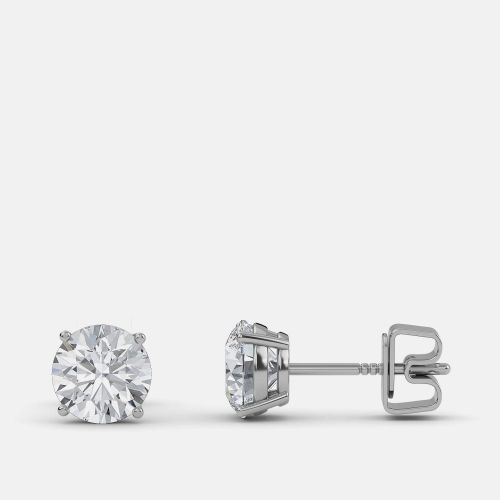 Ct Round 14K White Gold Lab Grown Diamond Solitaire 4 Prong Earrings - Made By Man - Modalova