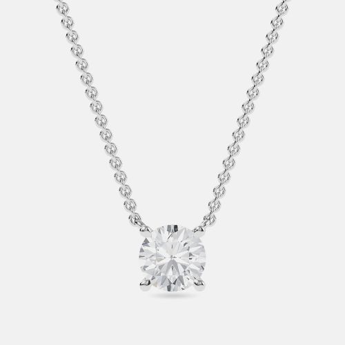 Ct Round 14K White Gold Lab Grown Diamonds Solitaire 4 Prong Pendant - Made By Man - Modalova