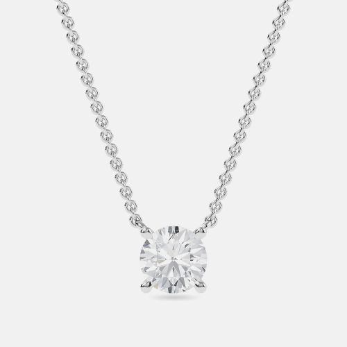 Ct Round 14K White Gold Lab Grown Diamonds Solitaire 4 Prong Pendant - Made By Man - Modalova