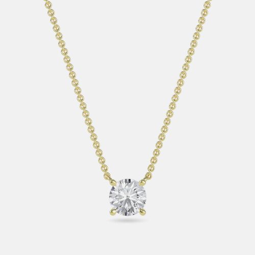 Ct Round 14K Yellow Gold Lab Grown Diamonds Solitaire 4 Prong Pendant - Made By Man - Modalova