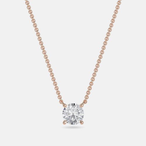Ct Round 14K Rose Gold Lab Grown Diamonds Solitaire 4 Prong Pendant - Made By Man - Modalova