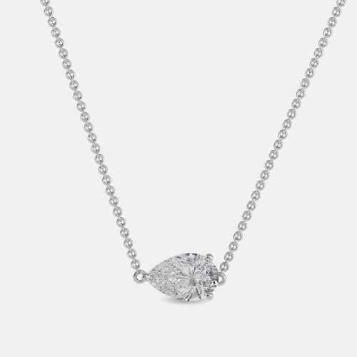 Ct Pear 14K White Gold Lab Grown Diamonds Solitaire 3 Prong Pendant - Made By Man - Modalova
