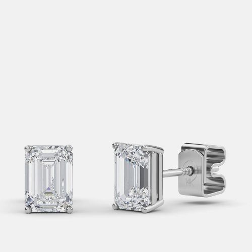 Ct Emerald 14K White Gold Lab Grown Diamond Solitaire 4 Prong Earring - Made By Man - Modalova