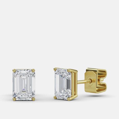 Ct Emerald 14K Yellow Gold Lab Grown Diamond Solitaire 4 Prong Earring - Made By Man - Modalova