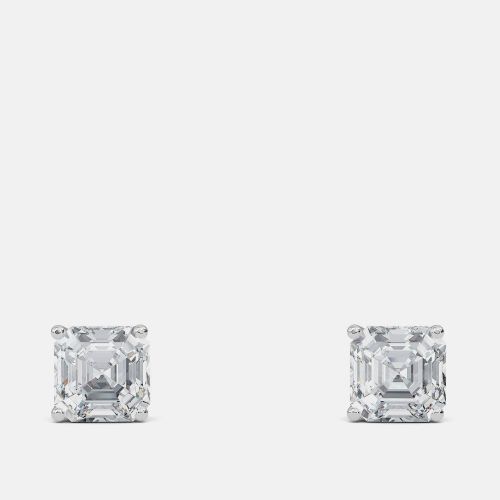 Ct Asscher 14K White Gold Lab Grown Diamond Solitaire 4 Prong Earring - Made By Man - Modalova