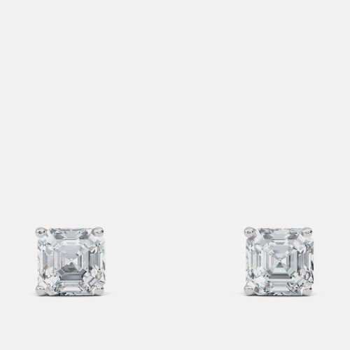 Ct Asscher 14K White Gold Lab Grown Diamond Solitaire 4 Prong Earring - Made By Man - Modalova