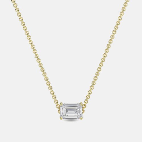 Ct Emerald 14K Yellow Gold Lab Grown Diamonds Solitaire 4 Prong Pendant - Made By Man - Modalova