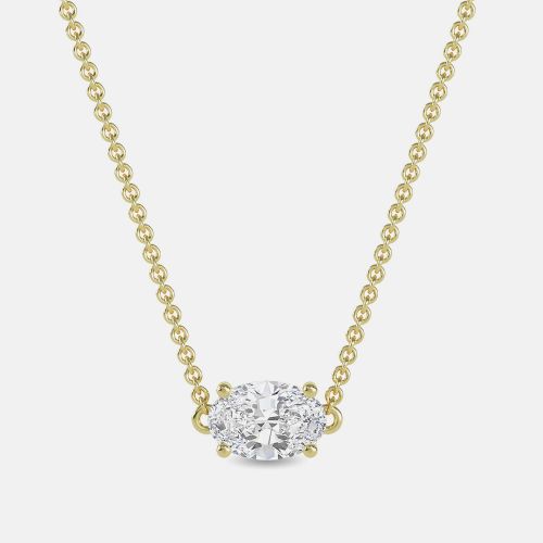Ct Oval 14K Yellow Gold Lab Grown Diamonds Solitaire 4 Prong Pendant - Made By Man - Modalova