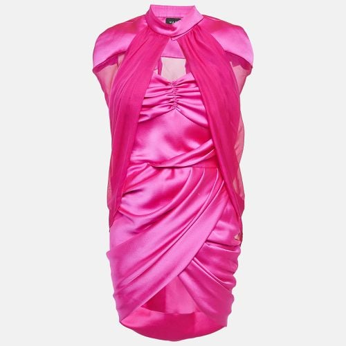 M.A.E Pink Satin and Chiffon Gathered Generation Dress with Cape S - Mae - Modalova