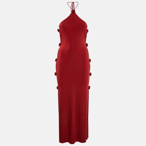 Magda Butrym Red Rosette Floral-Detail Jersey Halter Neck Maxi Dress S - Magda Butrym - Modalova