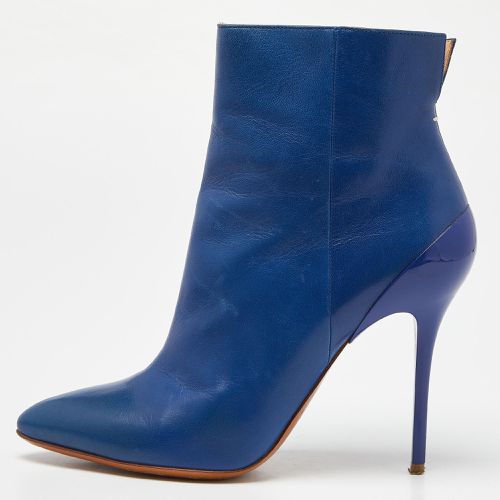 Maison Martin Margiela Navy Blue Leather Pointed Toe Ankle Booties Size 39 - Maison Martin Margiela - Modalova