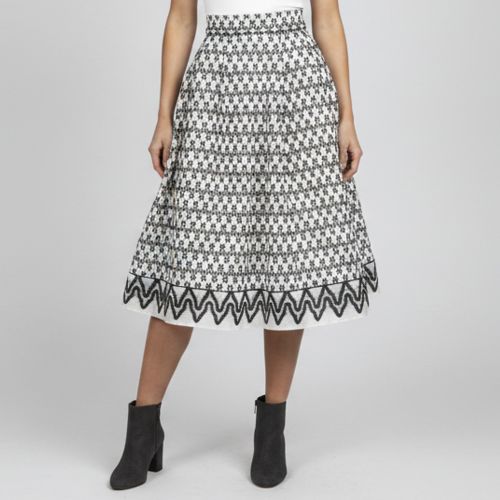 White Zig Zag Pattern Mesh Josy Flared Skirt S - Maje - Modalova
