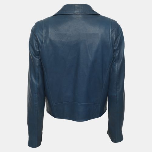 Maje Blue Leather Biker Jacket M - Maje - Modalova