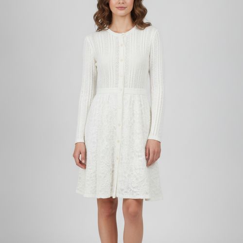 Stretch Knit Round Neck Button Front Dress S - Maje - Modalova