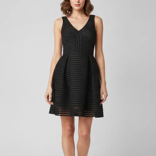 Striped Mesh Flared Rayure Mini Dress M - Maje - Modalova