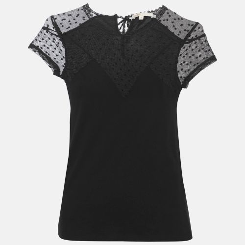 Mesh and Jersey Embroidered Tops S - Maje - Modalova