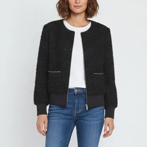 Lurex Tweed Buttoned Jacket L - Maje - Modalova