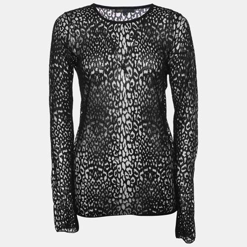 Maje Black Patterned Lace Full Sleeves Top S - Maje - Modalova