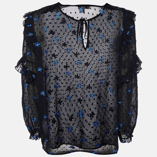 Dotted Embroidered Crepe Ruffled Top L - Maje - Modalova