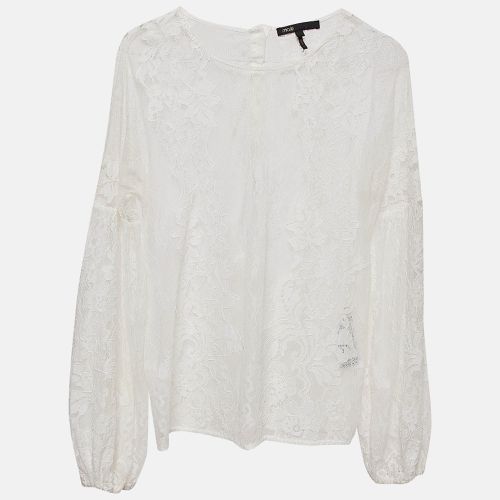 Maje White Lace Long Sleeves Blouse L - Maje - Modalova