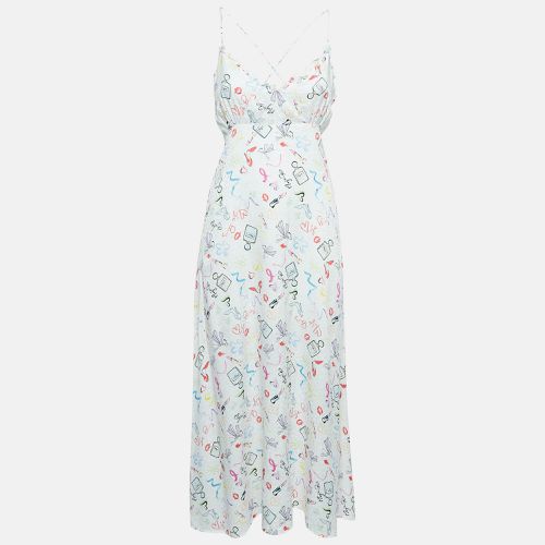 Maje White Printed Jacquard Lace-Up Back Midi Dress S - Maje - Modalova