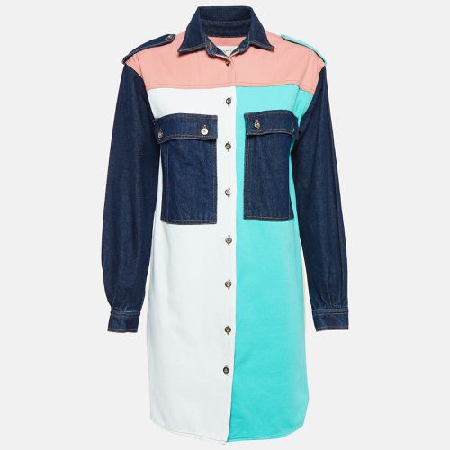 Maje Colorblocked Denim Buttoned Short Dress S - Maje - Modalova