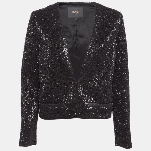 Maje Black Sequin Cropped Jacket S - Maje - Modalova