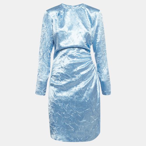 Maje Light Blue Crinkled Satin Mini Dress XL - Maje - Modalova