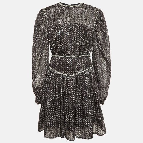 Maje Black Sequin Crepe Pleated Mini Dress S - Maje - Modalova