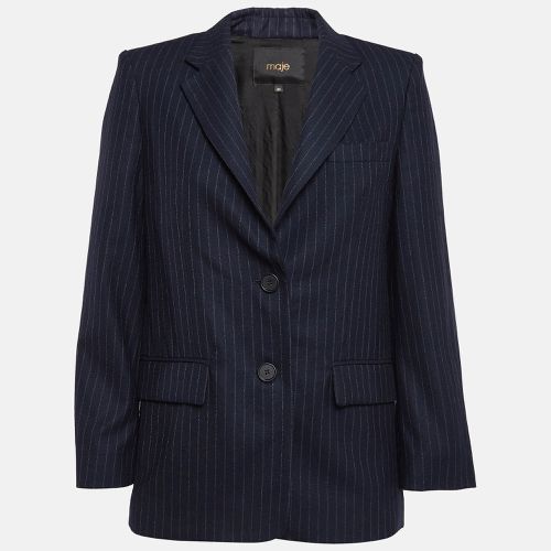 Maje Blue Pinstripe Wool Oversized Blazer XS - Maje - Modalova